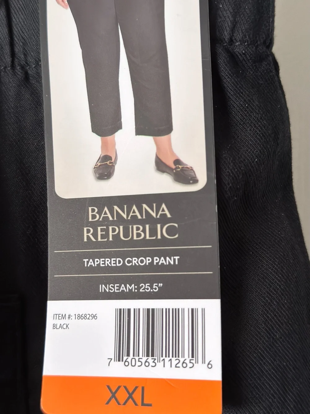 NWT Banana Republic Womens Black Tapered Crop Elastic-Waist Pants